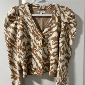 Nine West Tan and Cream Patterned Cardigan